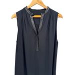 Alice + Olivia  Black‎ Rayon Silk Lamb Leather Trim Sleeveless Tunic Dress S Photo 1