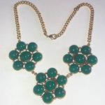Yochi Brand Gold Tone & Green Jade Color Boho Retro Bubble Statement Necklace Photo 0