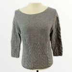 TSE  Steel Melange Gray Knit Boatneck 100% Wool Sweater 3/4 Sleeves Small Photo 5