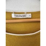 Two Danes Mustard Yellow Linen Blend Short Sleeve Polka Dot Top Women’s Small Photo 5