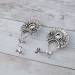 Vintage Clip On Earrings Extra Large Boho Dangle Sea Green Photo 5