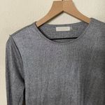Ramy Brook  Quincy Metallic Long Sleeve Top Silver Womens Size L Photo 2