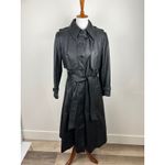 Vintage 80s Suburban Heritage Leather Trench Coat Belted Black Full Length Korea Size 12 Photo 11