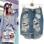 One Teaspoon 2020 Denim Skirt Distressed High Waist Superfitted Size 25 Photo 1