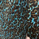 AFRM Turquoise Cheetah Leopard Print Dress Smocked Skirt Long Sleeves Sz Small Blue Photo 9