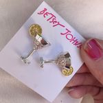 Betsey Johnson  silver tone martini goblet lemon studs earrings Photo 0