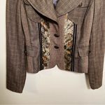 Alberto Makali Blazer Tweed Satin Floral Panels L Photo 2