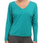 prAna Dragonfly Bianca V-Neck Knit Long Sleeve Top Teal Women’s Size Medium Photo 1