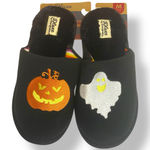 Dearfoams NEW Halloween Black Slippers M 7/8 Pumpkin Ghost Slip On Photo 0