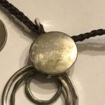 Elegant Silver Tone Round Boho Pendant Fabric Chain Necklace Photo 2