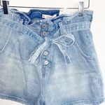 SO  High Rise Vintage Stretch Light Wash Paperbag Mom Shorts Photo 1