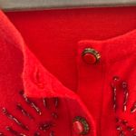 Anthropologie Cardigan Women’s Monogram Beaded Red Sweater Sz S EUC Photo 5