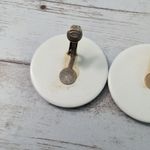 Vintage Clip On Earrings Large Cream & Blue Statement Circle Photo 8