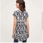 Anthropologie Vanessa Virginia Abstract Print Navy White V-Neck Tunic Top Size M Photo 1