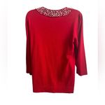 Karl Lagerfeld Ladies  Paris Pearl Trim Red Sweater Size Medium Photo 4