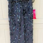 Adrianna Papell NWT Navy Twilight Floral Beaded Halter Floor Length Dress Sz 10 Photo 4