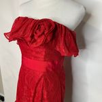 Georgina Chapman Pearl Lace Mini Dress Ruffle Strapless Sz 4 Red Photo 1