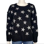 Jones New York  NEW Oversized Black Silver Star Crewneck Sweater Metallic Knit SM Photo 1