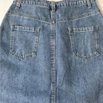 Happily Grey NWT Womens 3/25 Denim Skirt Crossover Waist Raw Hem Midi Jean Slit Blue Size undefined Photo 6