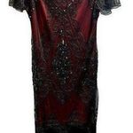 Harlowe $ Graham Red Jeweled Flapper Dress Photo 2