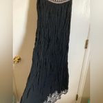 🌞American Rag Cie Black Halter Top Crinkle Body Embroidered Floral Maxi Dress Size L Photo 4