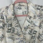 Tapestry Top Vintage Tropical Postcard‎ Large USA Button Down Short Sleeve Photo 1