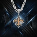 NFL  New Orleans Saints 20Inch Necklace Pendant Cuban Chain Link Football Jewelry Photo 2