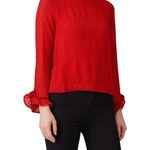 Ganni  Mullin Georgette Red Polka Dot Print Long Sleeve Blouse Size 4 Photo 1