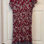 Knox Rose Floral V-Neck Short Sleeve Maxi Dress M Boho Red Blue Photo 6