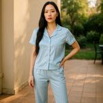 Vintage Sears Baby Blue Nylon Pajama Set Size Small 1980s Cottagecore Photo 11