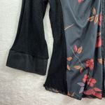 Just living Vtg Y2K Jrs 3 Top Boho Fairycore Whimsigoth Witchy Steampunk Black Floral Zip Up Photo 2