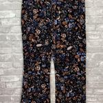 Versona  Floral Boot Cut Corduroy Pants Black and Blue Photo 3