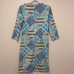 J. McLaughlin  Womens Sophia Dress Small Needlepoint Geo 3/4 Sleeve Catalina‎ Blue Photo 3