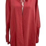 LOGO By Lori Goldstein LOGO Lori Goldstein Tie-Front Hoodie Sweatshirt Pockets Coral Pink size Large Photo 0