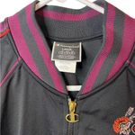 Champion Track Lined Jacket Floral Logo Women's L Black & Purple Photo 3