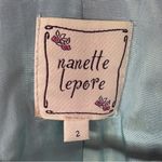 Nanette Lepore  Floral Embroidered Cotton Blazer Jacket Sky Blue Black Size 2 Photo 9
