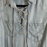 Paige Denim light blue, long-sleeved Lace-Up Shirt size small Photo 3
