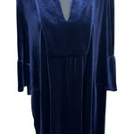 Jude Connally Kerry Velvet Navy Blue Dress Size XL 3/4 Bell Sleeves Pockets Photo 0