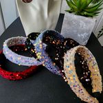 Bundle of 6 Velour Headband with Iridescent Sequins Red Photo 0