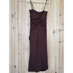 Lulus NWT  Mesmerizing Reputation Brown Twist-Front Bodycon Midi Dress Cocktail L Photo 4