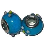 2 Piece Hand Blown Glass Beads Blue Charm Jewelry Accessories Photo 2