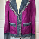 Dolce & Gabbana Dolce & Gabbana Jacket Denim Linen Purple Frayed Designer Women's 10 IT 46 Photo 0