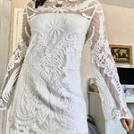 Off White Long Sleeve Lace Shift Dress Size M Photo 0