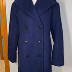 Maeve  Anthropologie XS Pea Coat Double Breasted Wool‎ Blend Navy Blue Classic Photo 0