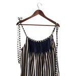 Jigsaw 100% Silk Tie Shoulder Striped Pleated Pockets Resort Wear Dress Womans M Blue Size M Photo 3