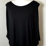 Eileen Fisher  Black Boat Neck Rayon‎ Blend Dolman Sleeve Top Blouse. Size large Photo 0
