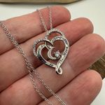 I Love You To The Moon And Back Double Heart Sterling Necklace Silver Photo 1