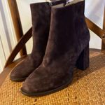 Ann Taylor chocolate suede block heel booties size 8 Photo 4