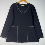 Soft Surroundings Nellie Tunic Black V-Neck Knit Stretch Long Sleeve Size Medium Photo 1