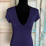 Mind Code Women Juniors Short Sleeve V-Neck Dark Purple Top Bodysuit Size Large Photo 0